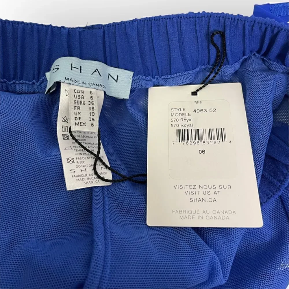 SHAN Three Piece Bikini Swimsuit Set: Top, Bottoms, Coverup Pants in Royal Blue